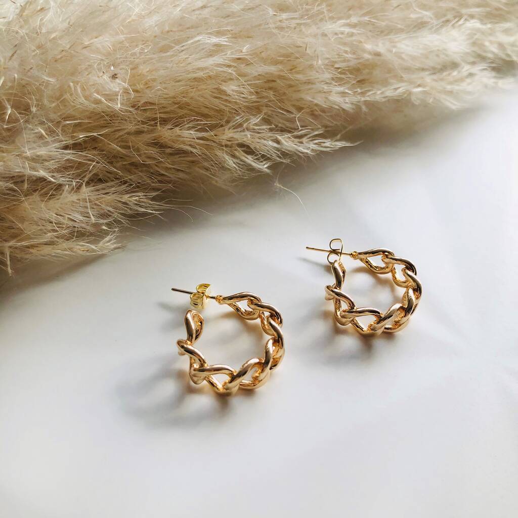 90s Chain Hoop Earrings In 18ct Gold Plated By Wynter Studio