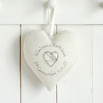 Personalised Hanging Heart Gift For Girls Christening Or 1st Holy Communion, 2 of 11