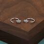 Vertical Baguette Cut Cz Huggie Hoop Earrings In Sterling Silver, thumbnail 2 of 11