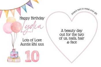 Personalised Girls Birthday Gift Scratchcard For Her, 6 of 6