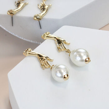 Gold Drop Earring With Alien Pearl, 6 of 7