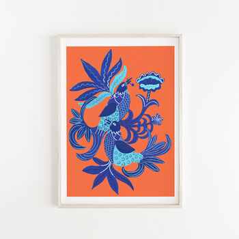 Decorative Botanical Art Print Of Blue Birds, 4 of 6