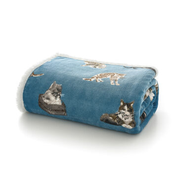 Cat Soft Fleece Throw With Sherpa Backing 41021036, 2 of 4