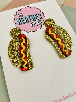 Hot Dog Glitter Resin Earrings, 4 of 5