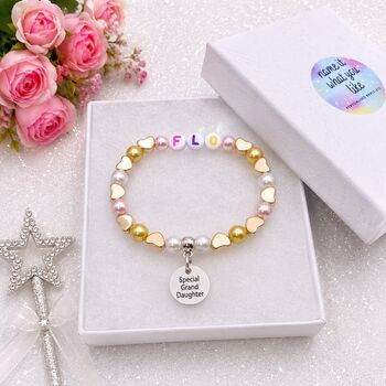 Personalised Granddaughter Bracelet Name Keepsake Inc Free Gift Box And Message, 6 of 12