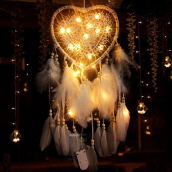 Pink Heart Shaped Dream Catcher With Lights, 7 of 7