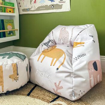 Personalised Kids Pre Filled Safari Beanbag Chair Set, 3 of 6