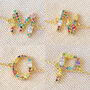 Rainbow Crystal Initial Bracelet In Gold Plating, thumbnail 12 of 12