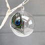 Christmas Glass Bauble With Feather, thumbnail 1 of 2