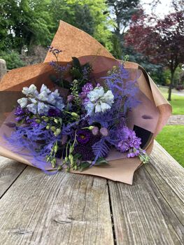Purple Tones Flower Bouquet Bespoke Hand Tied, 3 of 4