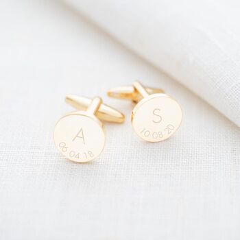 Personalised Initial And Date Cufflinks, 2 of 9