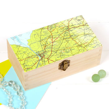 Personalised Map Location Rectangular Wooden Box, 4 of 5