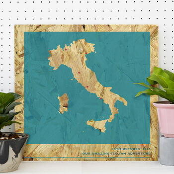 Personalised Wood Anniversary Italy Map Print, 3 of 5