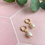 24k Gold Plated Freshwater Pearl Huggie Hoops, thumbnail 1 of 4