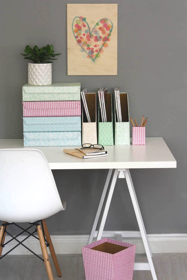 recycled pastel geometric waste paper bin large by heart & parcel