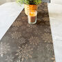 Velvet Christmas Table Runner With Copper Snowflakes Chocolate Brown 3m, thumbnail 1 of 3