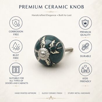 Emerald Bloom Ceramic Round Drawer Knob, 7 of 8