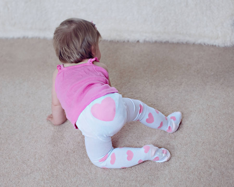 Pink Love Heart Baby Tights, 1 of 2