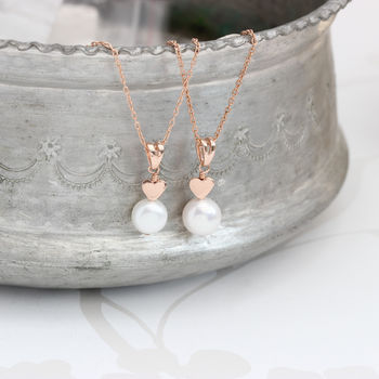Mama Et Moi White Pearl Pendants With Heart, 4 of 12
