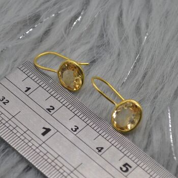 Citrine Earrings: Dangle Drop, Silver Or Gold, November Birthstone, 5 of 9
