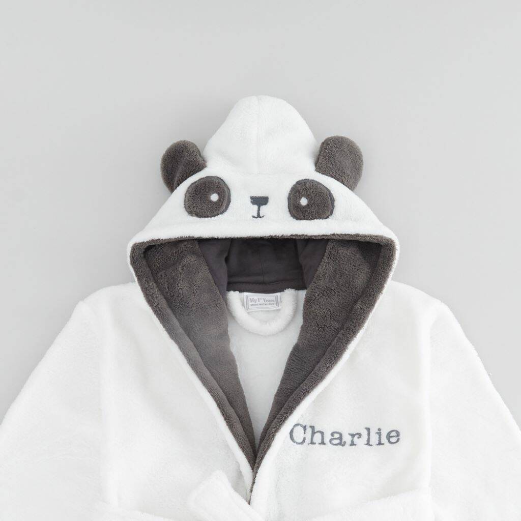 Personalised Monochrome Panda Robe By My 1st Years