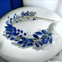 Royal Blue Headband With Silver Leaves, thumbnail 2 of 6