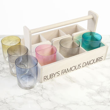 Personalised L.S.A Trug With Six Ombre Cocktail Glasses, 6 of 6