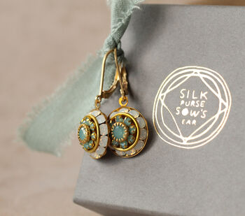Vintage Art Deco Turquoise Opal Earrings, 4 of 8