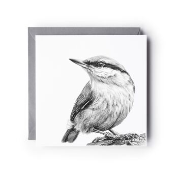 Nuthatch – Hand Drawn Woodland Bird Greeting Card Illustration, 2 of 5