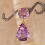 Purple Amethyst Statement Gold And Silver Stud Drop Earrings, thumbnail 5 of 9
