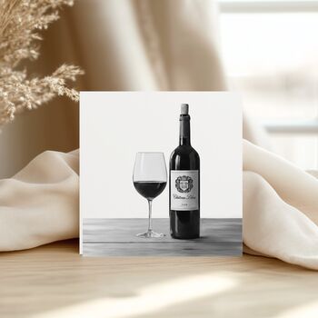 Red Wine Bottle And Glass Card, 3 of 6