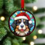 Bernese Mountain Dog In Santa Hat Suncatcher Decoration, thumbnail 2 of 6