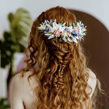 Ziggy Pastel Bridal Dried Flower Wedding Headpiece, 3 of 6