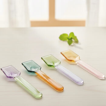 Set Of Four Glass Dessert Spoons And Ice Cream Spoons, 3 of 5