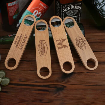 Personalised Wood Bottle Opener Gift For Dad And Family, 2 of 6