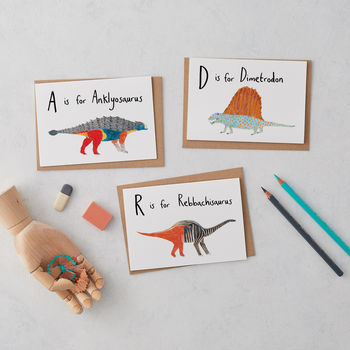 A To Z Alphabet Dinosaurs Greeting Cards, 3 of 4