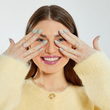 Baby Pink Zirconia Smiley Face Ring, 2 of 2