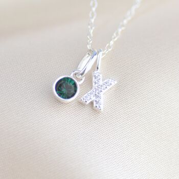 Sterling Silver Sparkle Kiss Birthstone Necklace, 3 of 5