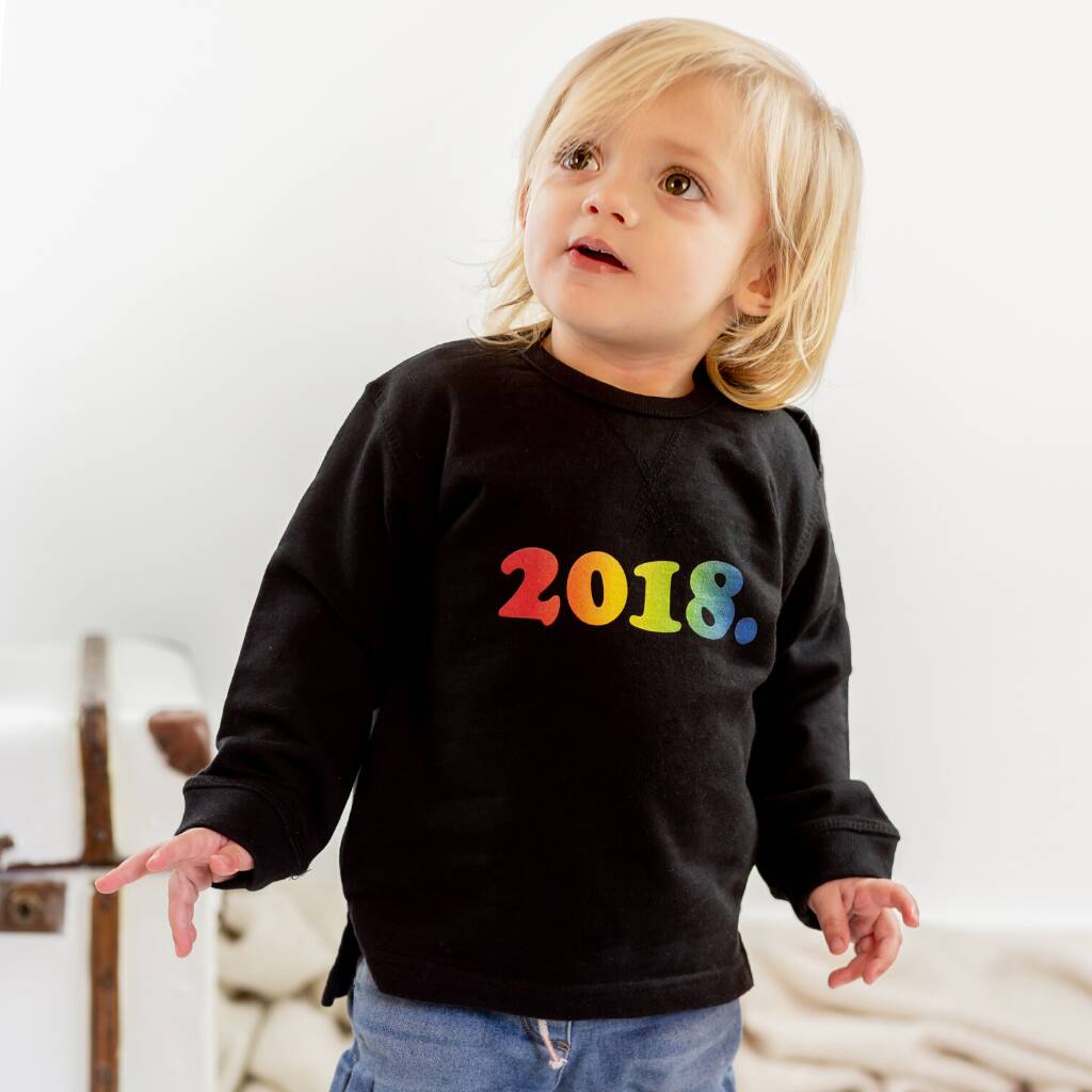 Baby Year Of Birth Rainbow Sweatshirt, 1 of 2