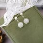 Kimberley Roses White Ivory Silver Pearl Ball Drop Flower Earrings, thumbnail 1 of 5