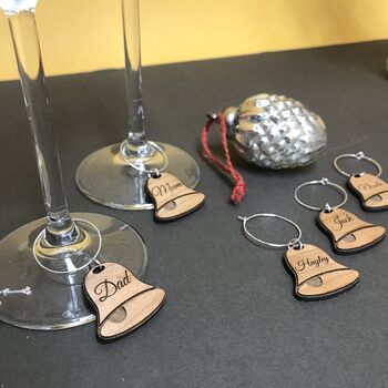 Personalised Christmas Bells Wine Glass Charms, 5 of 7