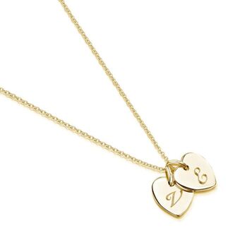 Personalised Gold Plated Little Twin Heart Necklace, 3 of 10