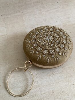 Gold Handcrafted Mandala Design Bangle Clutch, 5 of 10