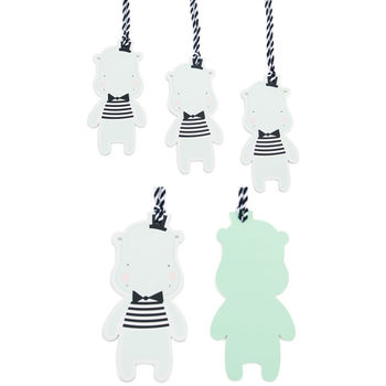 Set Of Two Animal Gift Tags Bear Or Hippo, 4 of 4