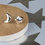 Star And Moon Sterling Silver Studs, thumbnail 1 of 3