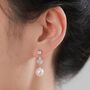 Sterling Silver Cz And Genuine Freshwater Pearl Drop Earrings, thumbnail 5 of 11