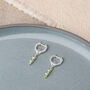 Linear Huggie Peridot August Birthstone Earrings, thumbnail 2 of 7