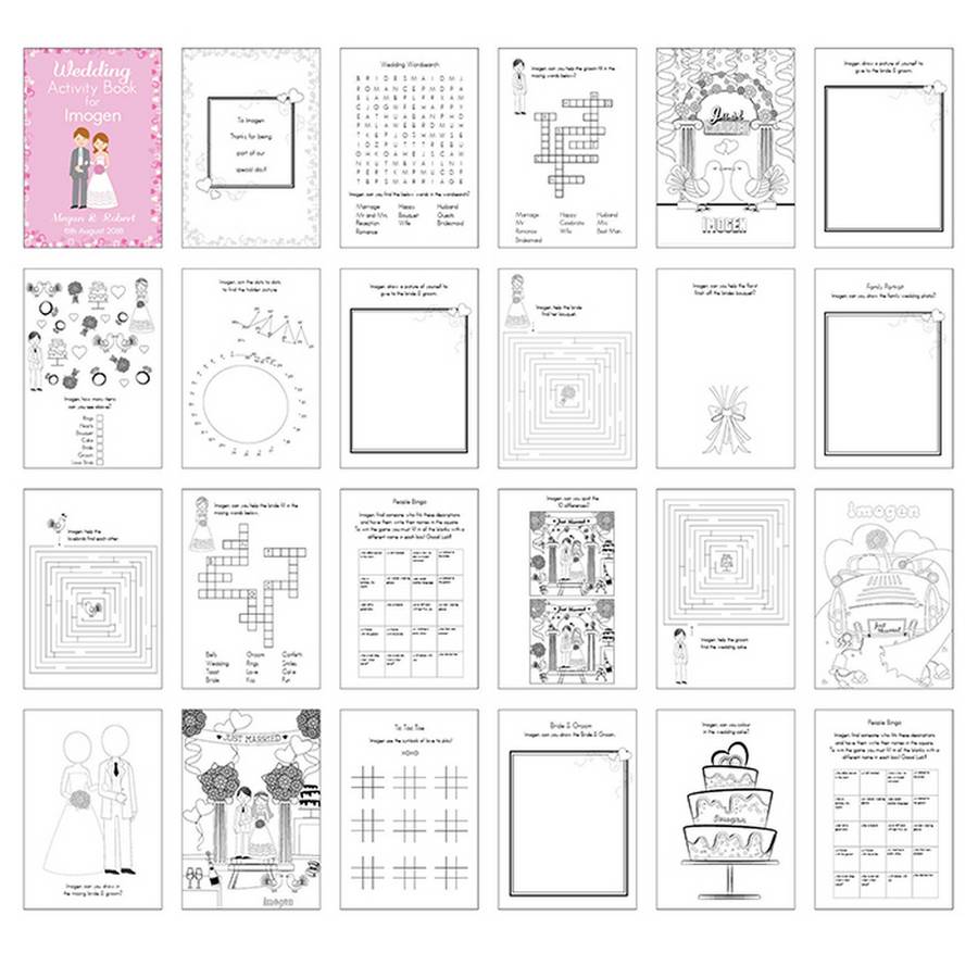 personalised kids wedding activity book by chalk & cheese