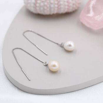 Genuine Fresh Water Pearl Threader Earrings, 5 of 12