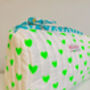 Handmade Neon Hearts Wash Bag, thumbnail 3 of 3
